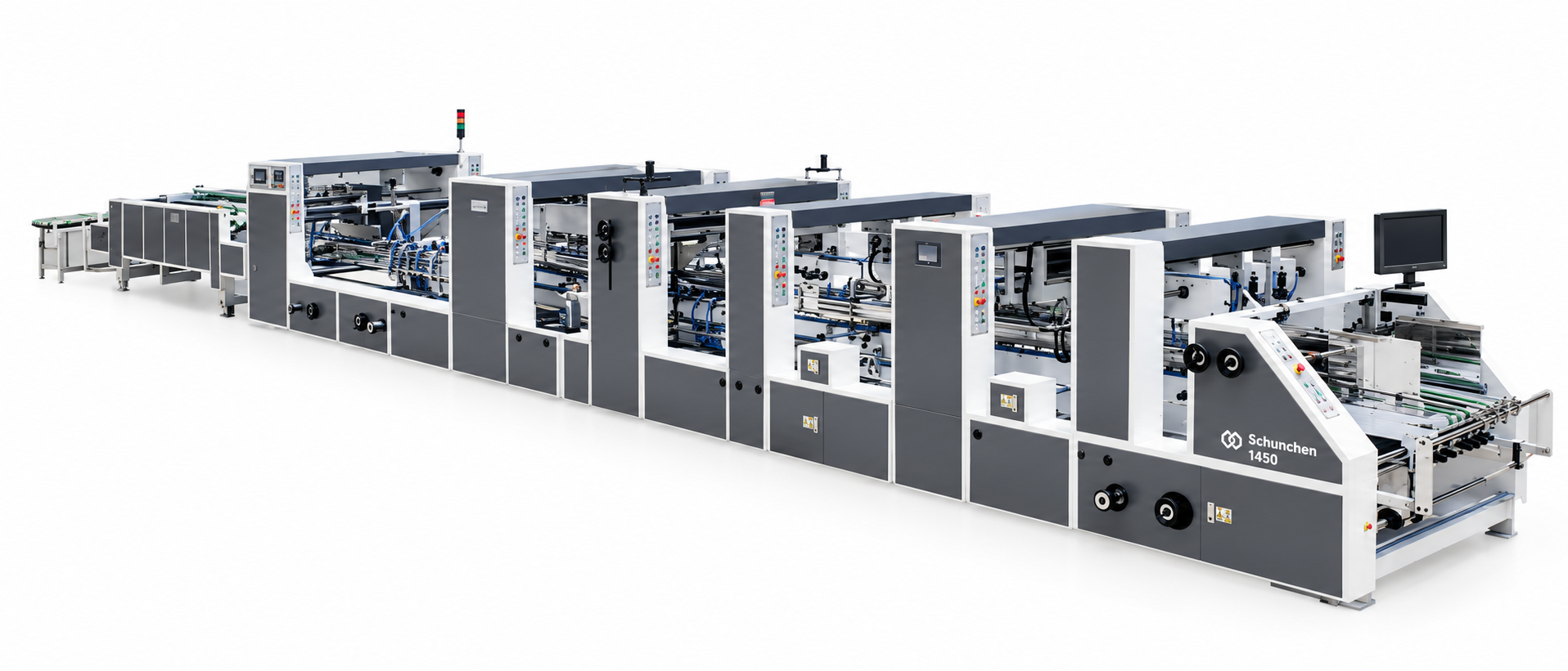 Schümann 1450 folding and gluing production line